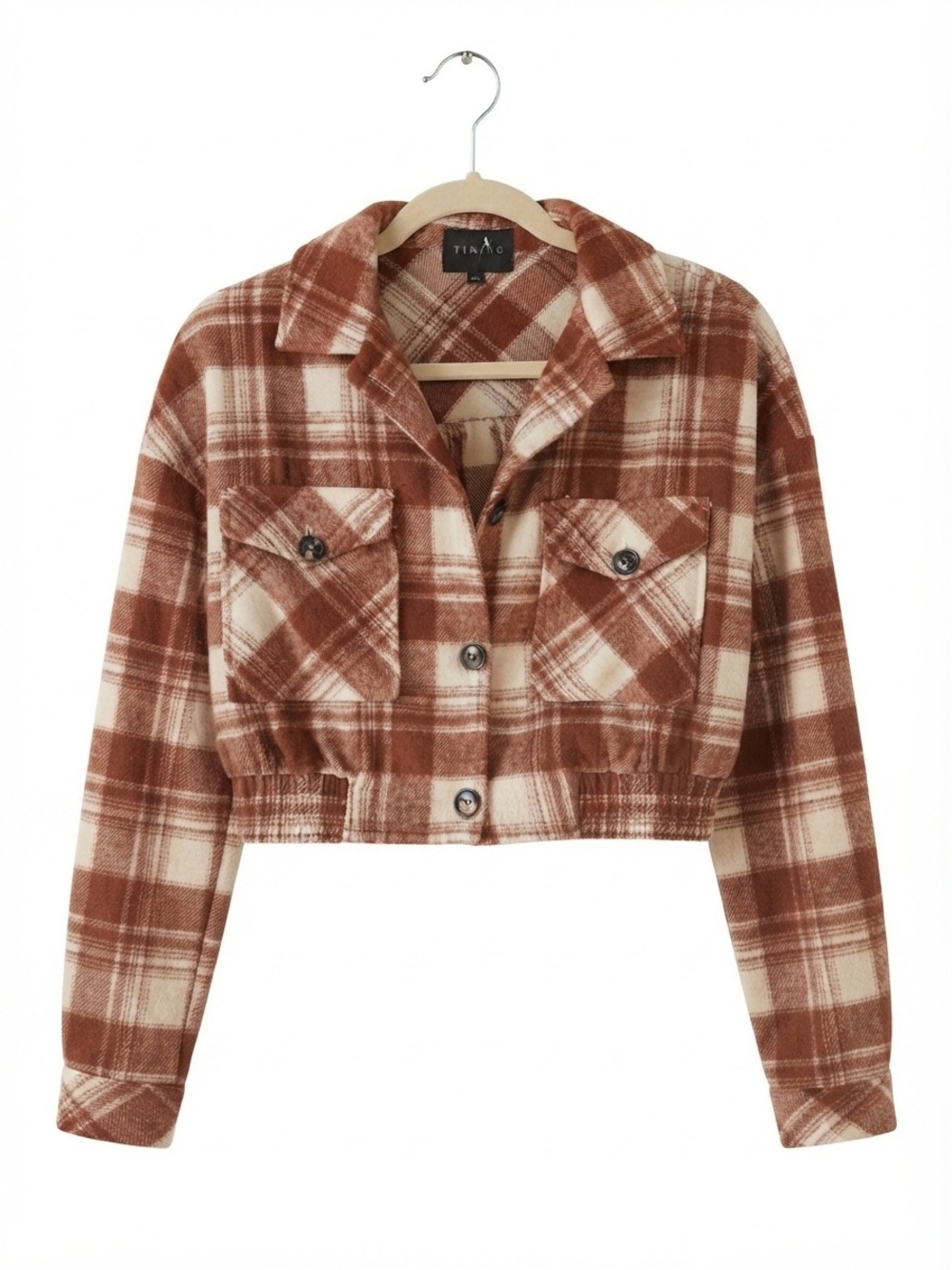 Timing Cropped Plaid Shacket